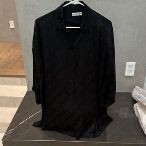 Balenciaga Black Silk Logo Shirt